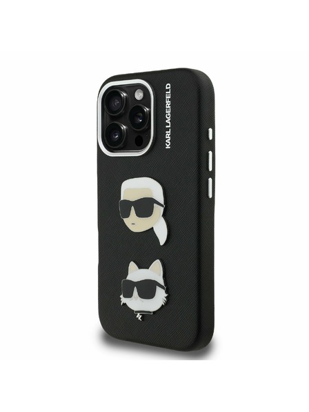 Karl Lagerfeld Karl Lagerfeld Grained PU K&CH Fejek Hátlap iPhone 16 Pro Max - Fekete