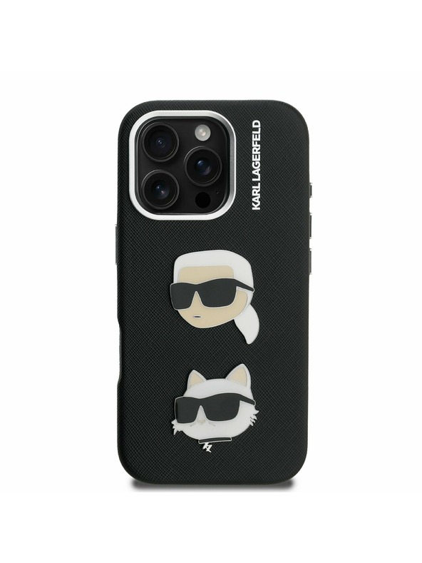 Karl Lagerfeld Karl Lagerfeld Grained PU K&CH Fejek Hátlap iPhone 16 Pro Max - Fekete
