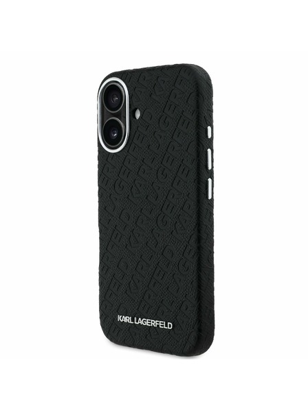 Karl Lagerfeld Karl Lagerfeld Grained PU Ismétlődő Logo MagSafe Hátlap iPhone 16 - Fekete