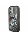 Karl Lagerfeld Karl Lagerfeld Liquid Glitter Scattered Choupette Hátlap iPhone 16 - Fekete