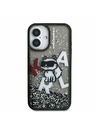 Karl Lagerfeld Karl Lagerfeld Liquid Glitter Scattered Choupette Hátlap iPhone 16 - Fekete