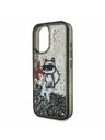 Karl Lagerfeld Karl Lagerfeld Liquid Glitter Scattered Choupette Hátlap iPhone 16 - Fekete