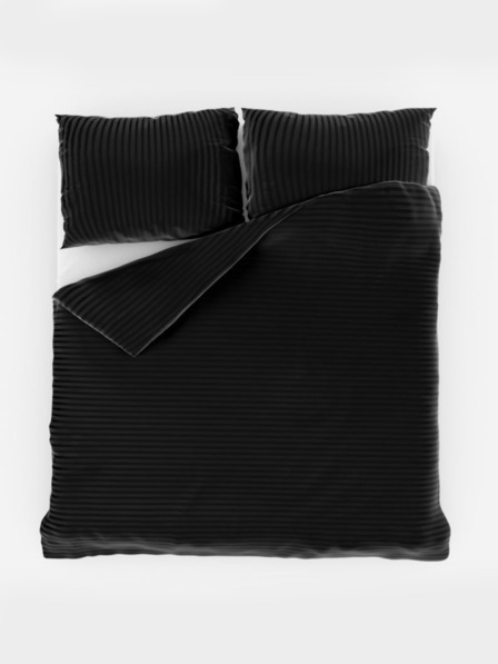 Kvalitex Francia szatén ágynemű csíkos 1+2, 200x200, 70x90cm FEKETE