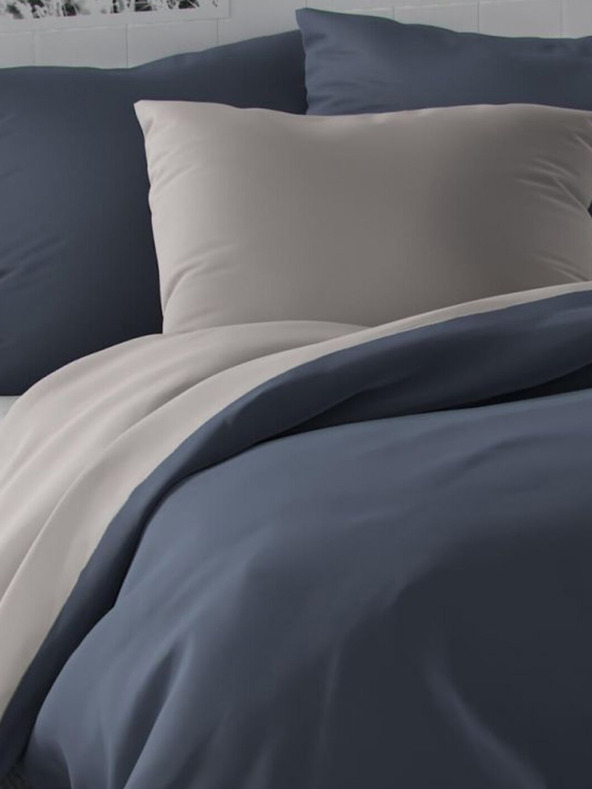 Kvalitex Szatén hosszított ágynemű LUXURY COLLECTION 140x220, 70x90cm sötétszürke / világosszürke