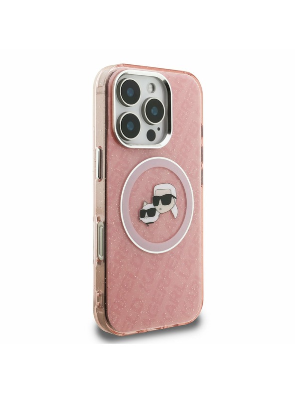 Karl Lagerfeld Karl Lagerfeld IML K&CH Heads Ismétlődő Logo MagSafe Hátlap iPhone 16 Pro Pink