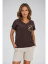 Moodo Moodo női pamut póló – barna
