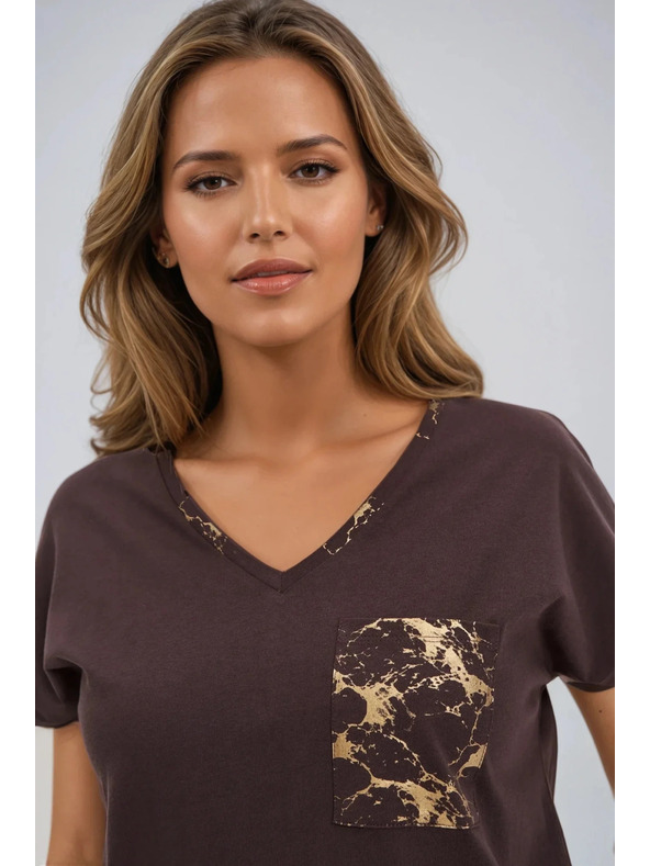 Moodo Moodo női pamut póló – barna