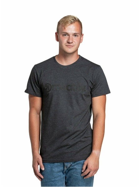 Meatfly Meatfly férfi póló Striped Logo Charcoal Heather | Szürke | Méret