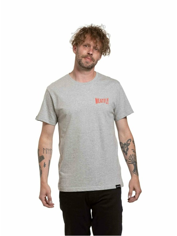 Meatfly Meatfly férfi póló Yvans Kerek Globus Felvarró Szürke