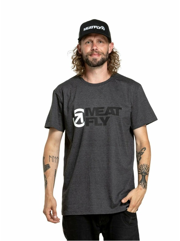 Meatfly Meatfly férfi póló Revital Black/Charcoal Heather | Fekete | Méret
