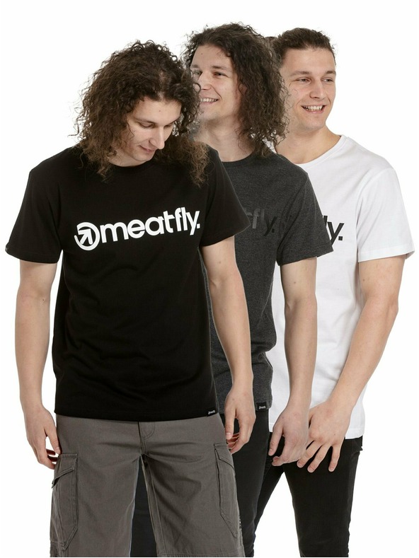 Meatfly Meatfly férfi póló csomag MF Logo Multipack Black/Charcoal Heather/White | Fekete | Méret