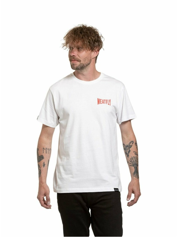 Meatfly Meatfly férfi póló Yvans Kerek Globus Felvarró Fehér