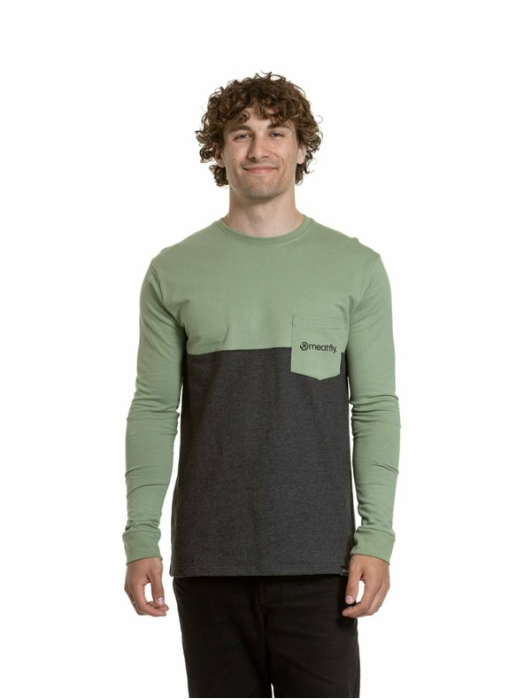 Meatfly Meatfly férfi hosszú ujjú póló Harvey Basil / Charcoal Heather