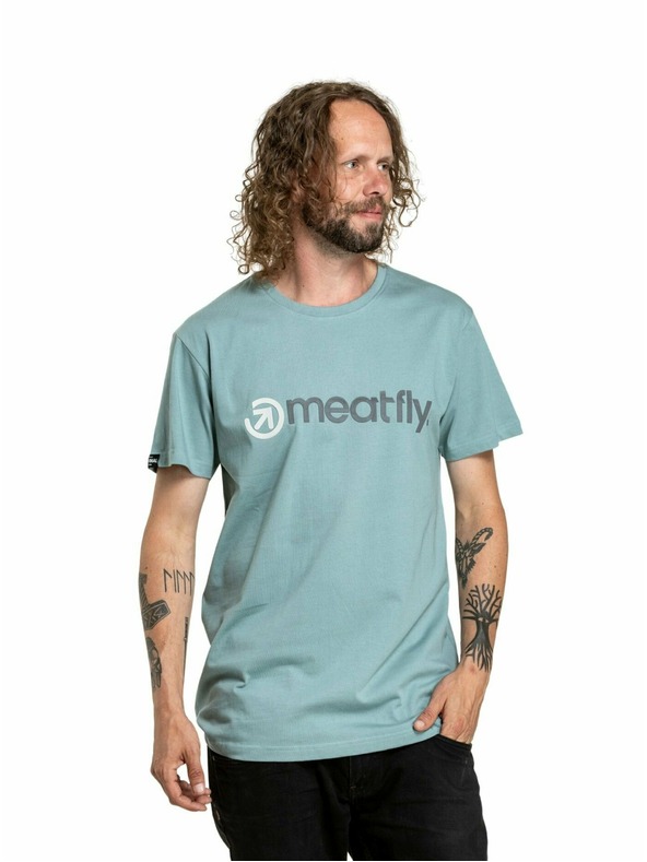 Meatfly Meatfly férfi póló Joe Dusty Mint | Kék | Méret M | 100% pamut