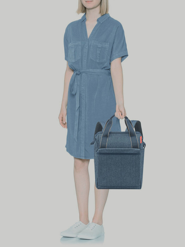 Reisenthel Sötétkék farmer hátizsák és táska 2in1 Reisenthel Allrounder R Herringbone Dark Blue