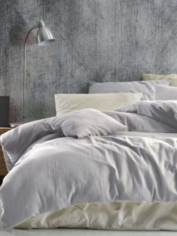 Kvalitex Francia muszlin ágynemű 240x220, 70x90 cm világosszürke Kvalitex