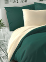 Kvalitex Szatén francia ágynemű LUXURY COLLECTION 1+2, 200x200, 70x90cm sötétzöld / törtfehér