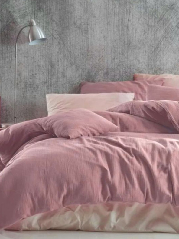 Kvalitex Francia muszlin ágynemű 220x200, 70x90cm rózsaszín Kvalitex