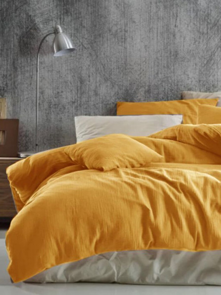 Kvalitex Francia muszlin ágynemű 240x200, 70x90cm sárga Kvalitex