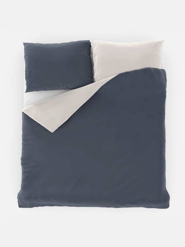 Kvalitex Szatén hosszított ágynemű LUXURY COLLECTION 140x220, 70x90cm sötétszürke / fehér