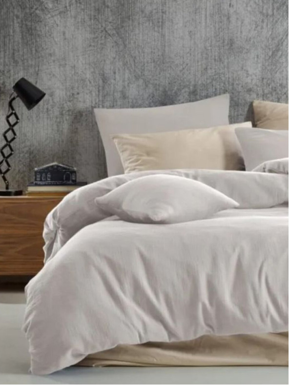 Kvalitex Francia muszlin ágyneműhuzat 200x200, 70x90cm krémes Kvalitex