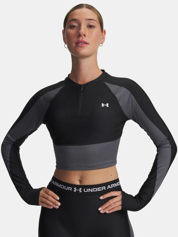 Under Armour Női póló Under Armour UA HG Rib 1/4 Zip-BLK