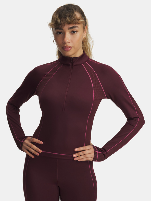 Under Armour Női póló Under Armour UA ColdGear Textured 1/2 Zip-RED