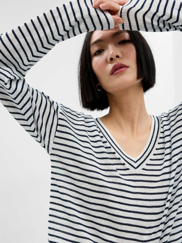 GAP Len csíkos pulóver GAP