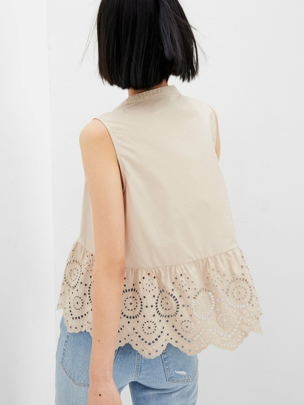 GAP Bavlněný peplum crop top s krajkou GAP