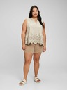 GAP Bavlněný peplum crop top s krajkou GAP