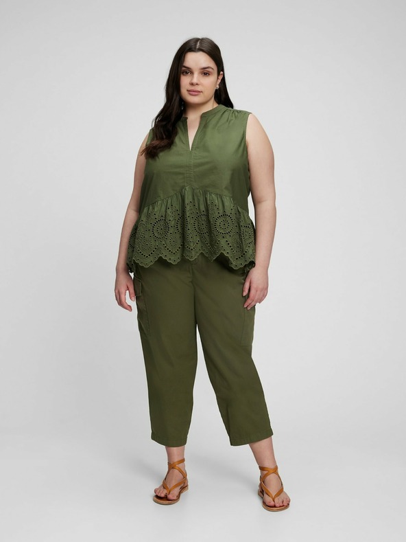 GAP Bavlněný peplum crop top s krajkou GAP