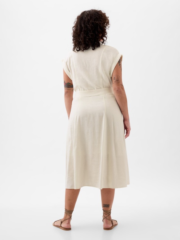 GAP Vászon inges midi ruha GAP