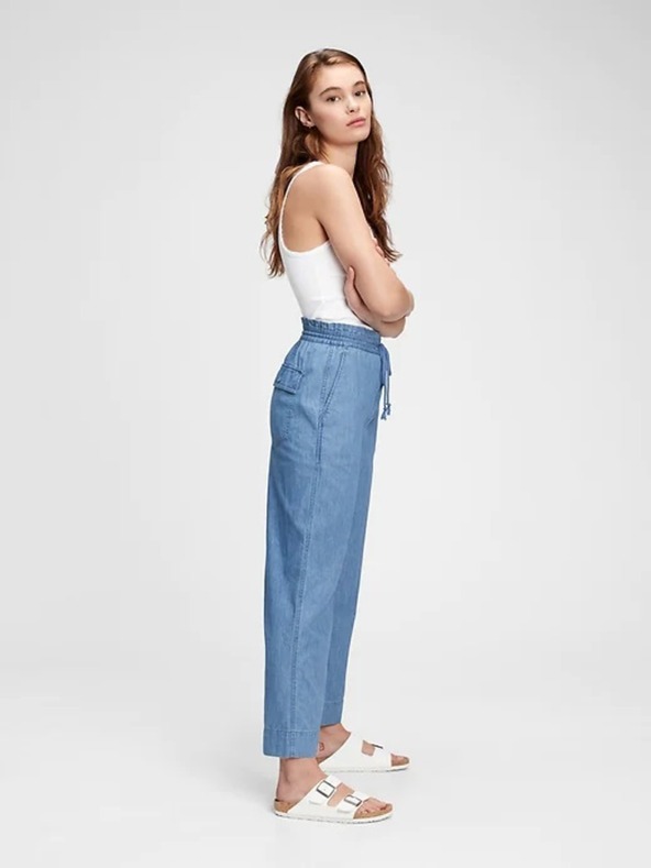 GAP Kalhoty high rise chambray wide-leg GAP