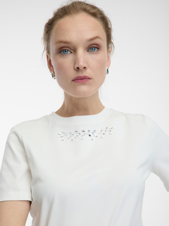 Orsay Fehér applikációs női póló ORSAY
