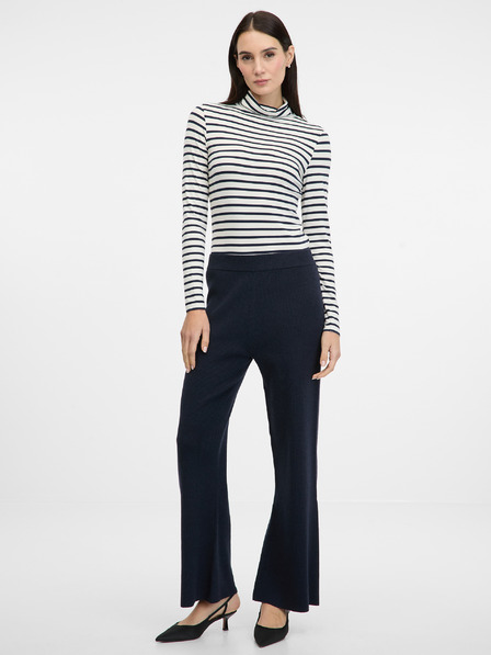 Orsay Sötétkék csíkos hosszú ujjú női póló ORSAY