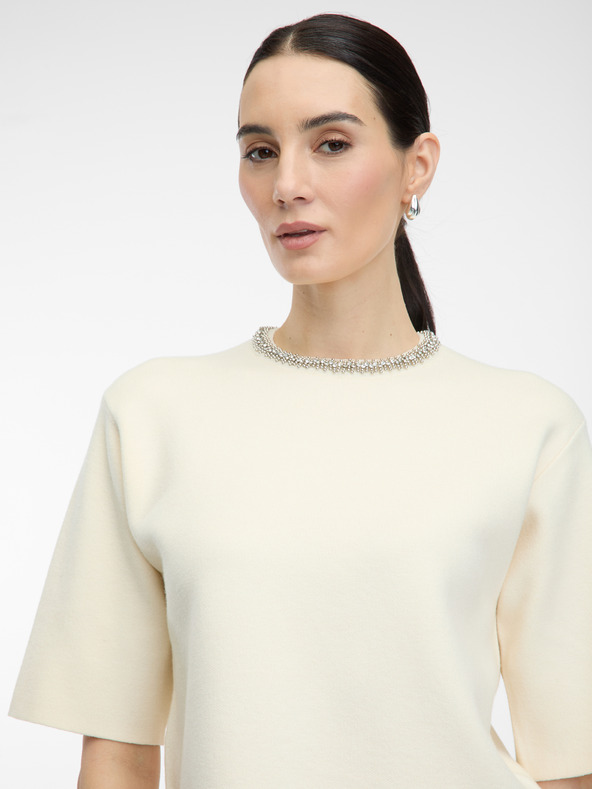 Orsay Krémes rövid ujjú női blúz ORSAY