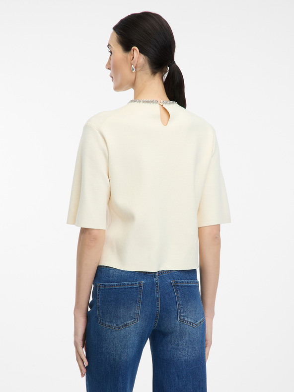 Orsay Krémes rövid ujjú női blúz ORSAY
