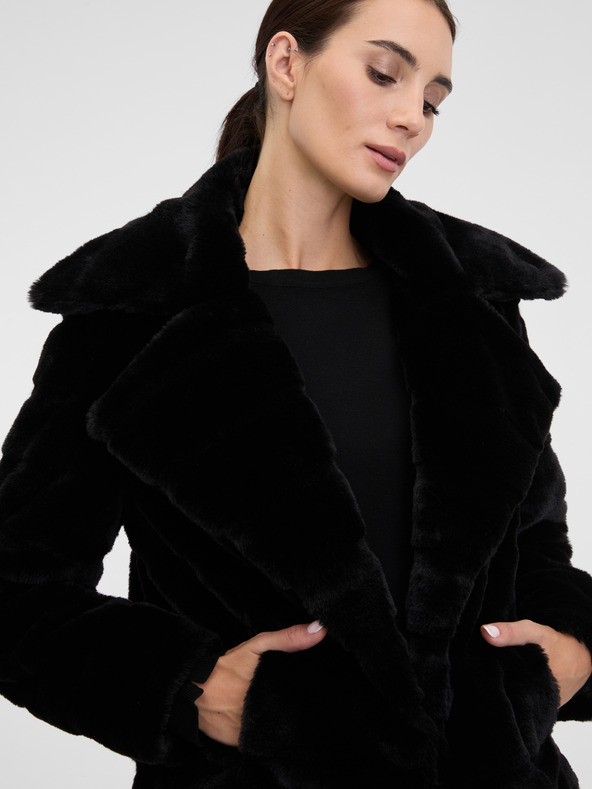 Orsay ORSAY Fekete női rövid műszőrme kabát