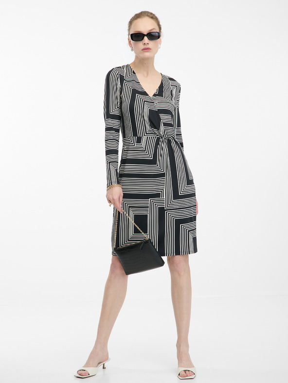 Orsay ORSAY fekete női mintás, térdig érő ruha