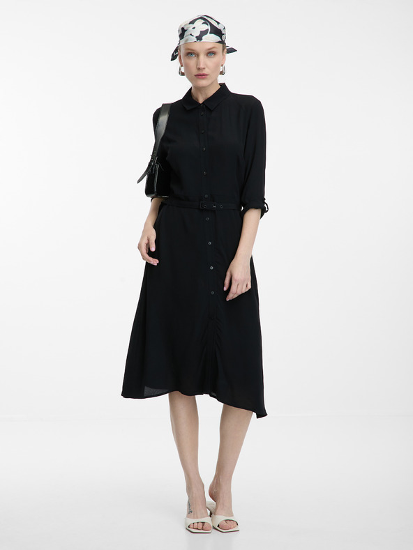 Orsay Fekete térdig érő női ingruha ORSAY