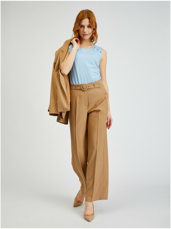 Orsay ORSAY barna széles szárú női nadrág övvel