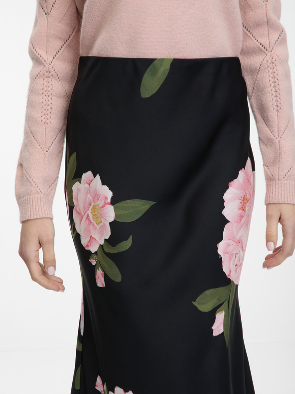 Orsay Fekete midi szoknya virágmintával ORSAY