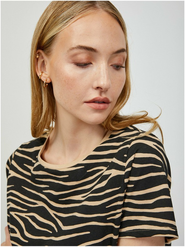 Orsay ORSAY bézsszínű-fekete állatmintás póló