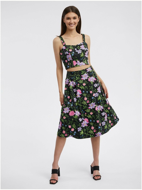 Orsay ORSAY fekete női virágos szoknya