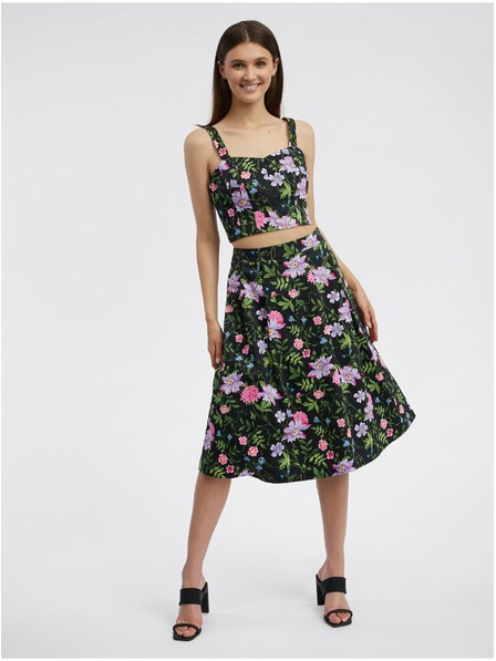 Orsay ORSAY fekete női virágos szoknya