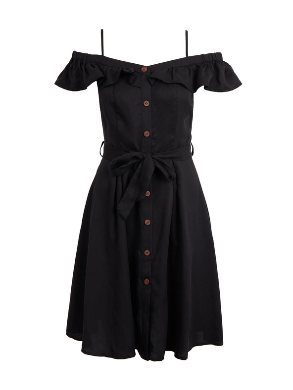 Orsay ORSAY fekete lenvászonnal kevert anyagú női ruha