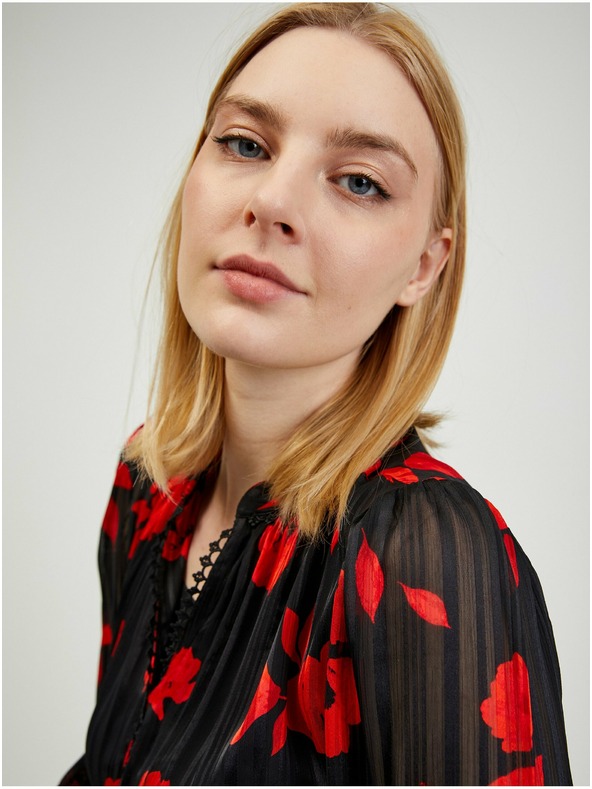 Orsay ORSAY piros-fekete virágmintás női blúz