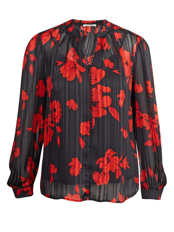 Orsay ORSAY piros-fekete virágmintás női blúz