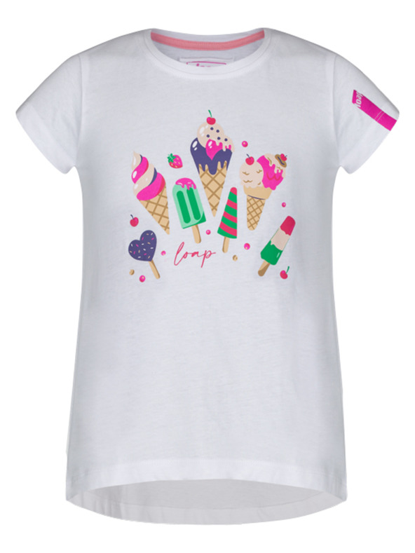Loap Fehér női póló LOAP BESNUDA nyomtatással