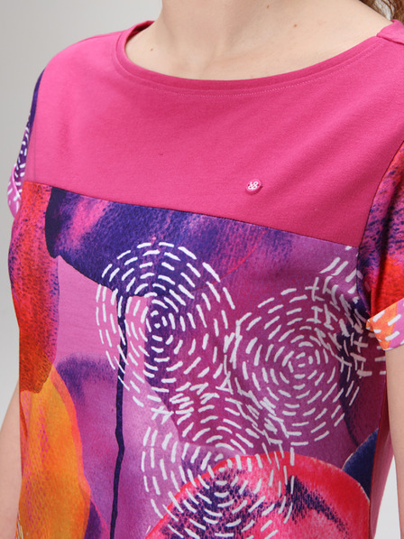 Loap Sötét rózsaszín női mintás nyári ruha LOAP ANNABELLE